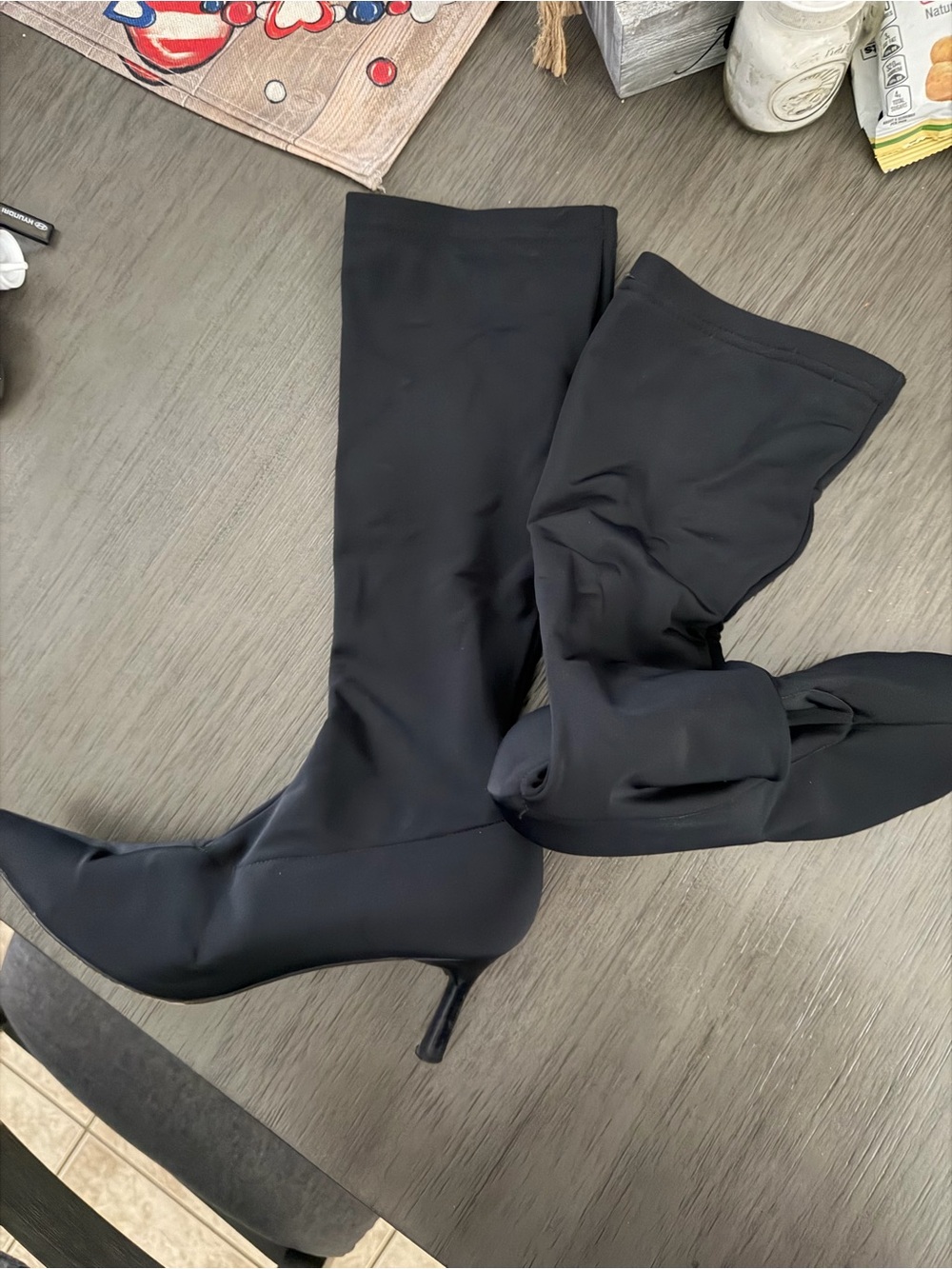 Vintage Black Stretch Knee-High Stiletto Boots - Anne Klein vintage made in